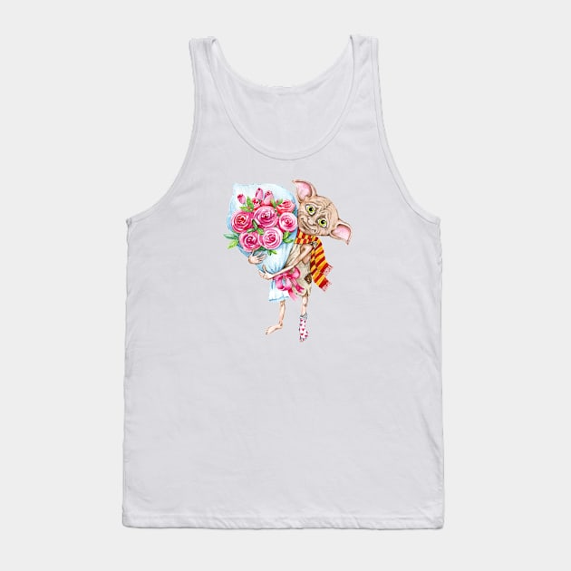 Cute Elf with flowers bouquet Tank Top by Simple Wishes Art